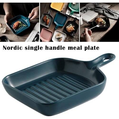 Matte Ceramic Baking Plate Unique Square Individual Pasta Lasagna Dish With Single Handle Small Dinner Plates Plates Set Ceramic