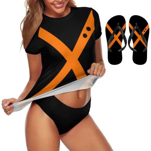 MHA Tankinis Bikini Slipper Cosplay My Hero Academia Anime Swimsuit And Flip Flop 3 Piece Sets Women Swimwear Sandal Merch Suit