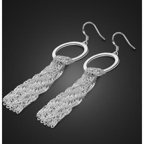 Fashion Elegant 100% 925 Sterling Silver Long Tassel Earrings for Women Silver Earrings Prevent Allergies Charm Jewelry Gift