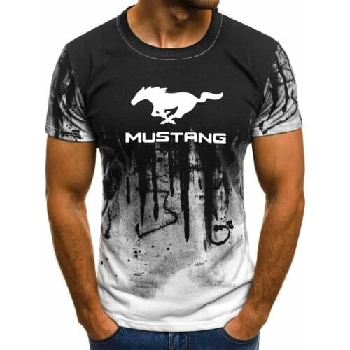 2021 New Summer Mens T-Shirt Mustang Car Logo Printed Mens short sleeve Fashion Casual Solid color Short sleeve O-neck T-Shirt