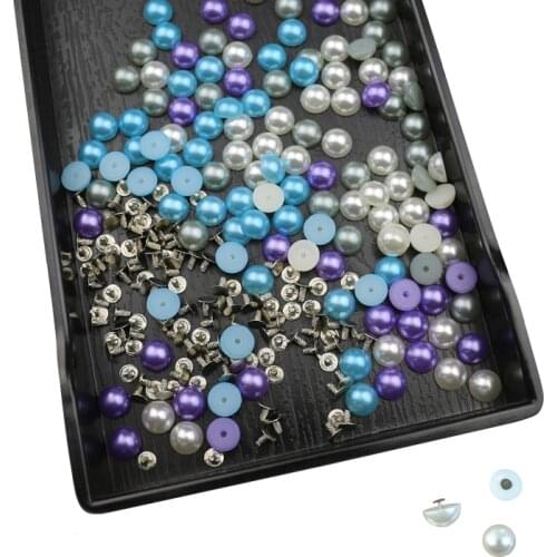 100Set 8MM Semicircle Imitation Pearl Rivets DIY Garment Leather Accessories Flat Back Spikes Wedding Decor Half Round Pearls