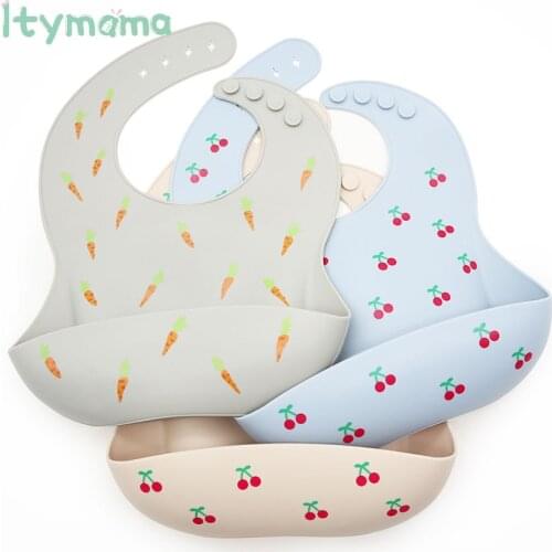 Baby Bib Adjustable Waterproof Saliva Cartoon Aprons Newborn Silicone Feeding Bibs Soft Edible Silicone Saliva Towel Baby Goods