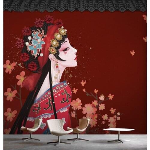 Custom 3D canvas mural Chinese style Beijing opera face film and television business family living room background wallpaper