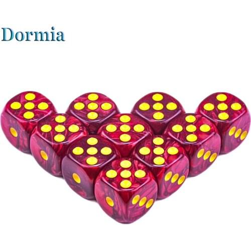 New 10Pcs/Set 16mm Rounded Corners Standard Dots Marble 6 Sided Dice,for Playing Table Game Entertainment Supplies