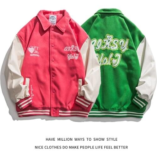2021 New Autumn Letter Embroid Womens Oversize Boyfriend Style Baseball Bomber Jacket Unisex Mens Varsity Coat Patchwork Chic