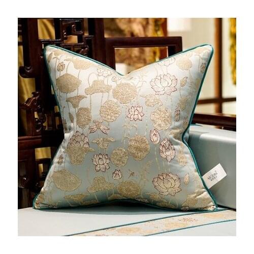 New Chinese Style Lotus Pattern Sofa Pillow Cushion Cover Living Room Modern Pollow Case Home Decorative Sofa Throw Pillows