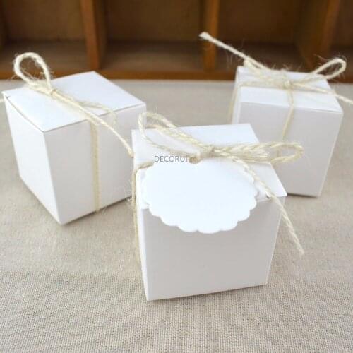 Wholesale 100pcs Wedding Baby Shower Birthday Guest Event Party White Paperboard Cube DIY Gift Candy Packaging Box
