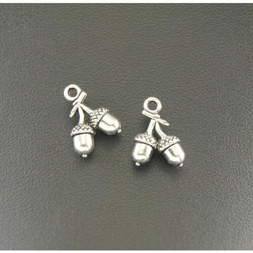 10 Pcs Silver Color Acorn Charms Pendants For Jewelry Making DIY Handmade Craft 14x10mm A857