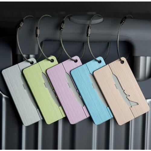 Portable Luggage Tag Aluminum Alloy Air Plane Travel Suitcase Name Address ID Label luggage tags Travel Accessories