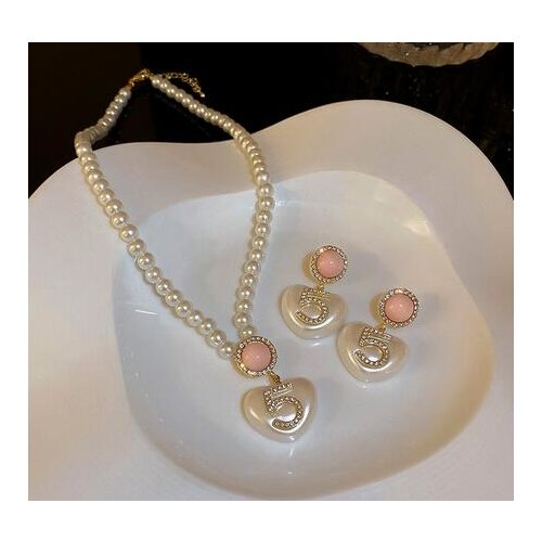 Nobility Woman natural in-kind Fashion 8mm 2 Rows Shell Pearl/gem Necklace Earring Ring Set mujer for women silver-jewelry