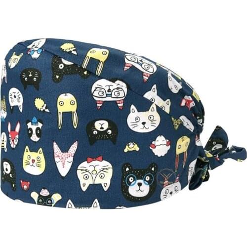 Multicolor printing sweat-absorbent Scrub hats Beautician working hat men women spa adjustable Scrubs caps cuffia chirurgica