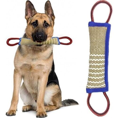 Puppy Dog Bite Resistant Training Interactive Bite Tug Pull Toy Pet Supplies Two Handles Fabric Long Handle Universal Toy 2021