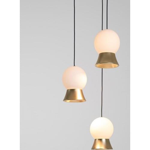 Nordic Modern Minimalist LED Glass Round Chandelier Bedside Fish Line Lamps Stairs Porch Restaurant Fuji Glass Ball Hanging Lamp