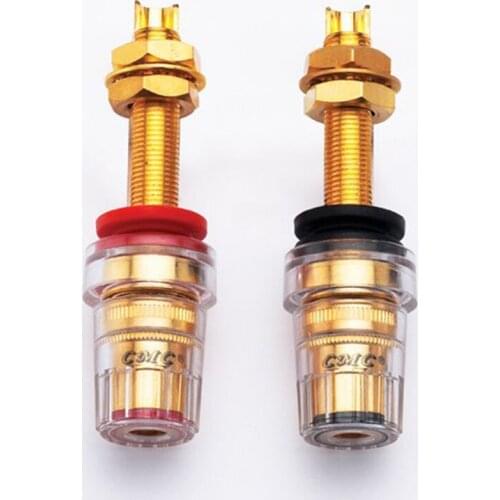 HIFI CMC-858-L-CU-G Binding post, Brass gold plated audio speaker long binding post terminal plug