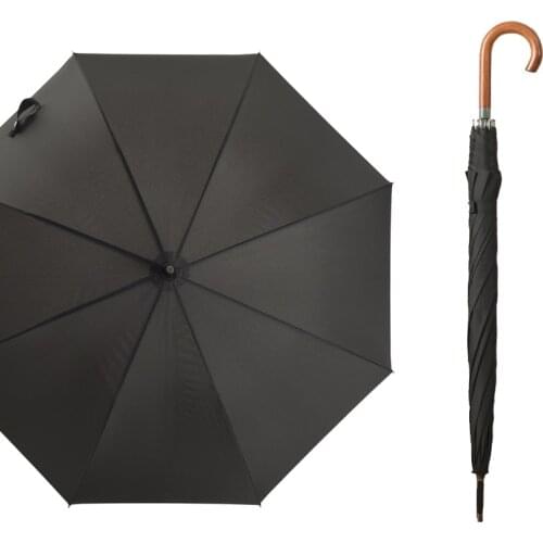 Long Handled Windproof Umbrella Men Rain Japanese Women Men Business Crutch Black Wooden Sun Rain Umbrella Gentlemen Gift Y6S