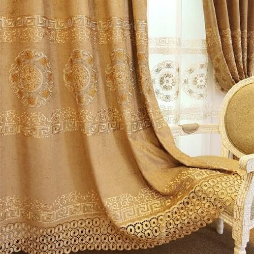 High-end European-style Chenille Embroidered Curtains for Living Room Bedroom Embroidered Shading Curtains Valance Decoration