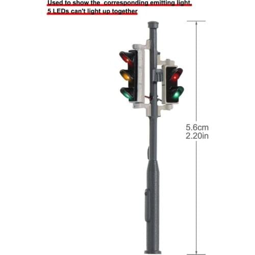 2pcs OO Scale Model Traffic Signals 5-LEDs 1:72 Block Signal 5.6cm Traffic Light JTD7210