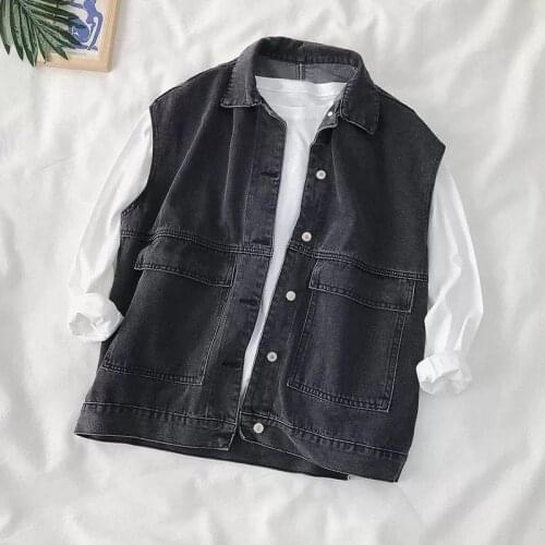 Denim Vest Coat Womens Spring and Autumn Loose Vest Top