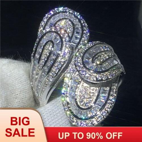 90% Off Luxury Cross ring Silver color T-shape AAAAA Cz Engagement wedding band ring for women Bridal Finger Jewelry