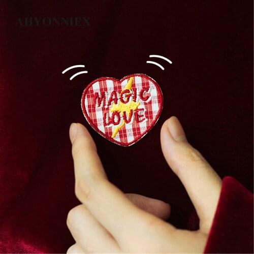 1 Piece Plaid Heart Dog Childrens Embroidery Repair Patches for T-shirt Cartoon Iron On Patches for Clothes Small Glue Sticker