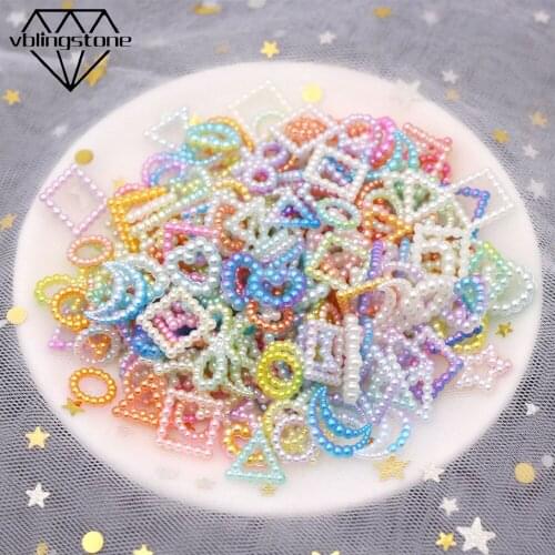 20g Mixed ABS Pearl Beads Gradient Moon Star Heart Bow Hollow Pearl Flatback Cabochons Slime Fillings DIY Shaker Charms Molds