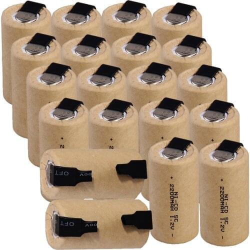 20 pcs SC battery 1.2v 2200mah nicd SUBC batteries for power tools for electric screwdrivers for drills FAST DELIVERY