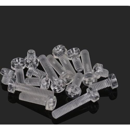 1000PCS M3*3/4/6/8/10/12/15/20/25 Acrylic Screw Transparent PC Screw Clear Plactic Polycarbonate Bolt Lighting Lamp Installation