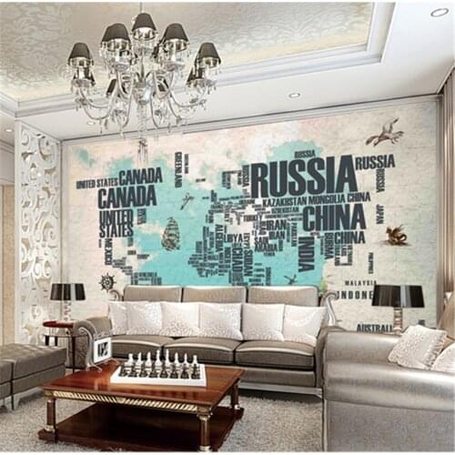 Beibehang custom vintage alphabet brick wall murals map large sofa bed TV background wallpaper retro wallpaper papel de parede