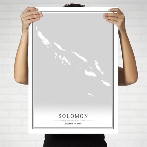 Solomon Islands Black and White Creative abstract City Map Poster Wall Art Paintings Pictures Home Decor Canvas Painting