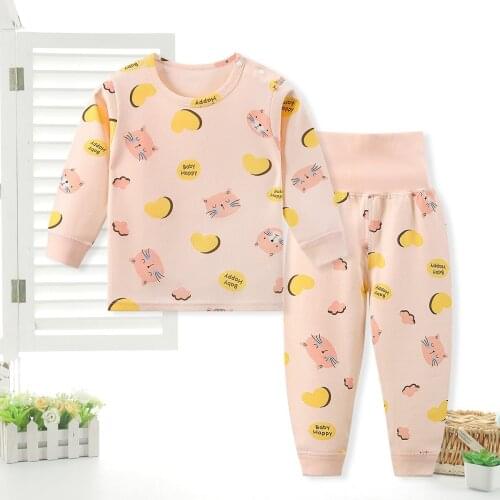 Toddler Baby Long Sleeve Suit Pure Cotton Cartoon Kids Pajamas Winter Children Clothes Girls Boutique Outfits 0-4 Year Old