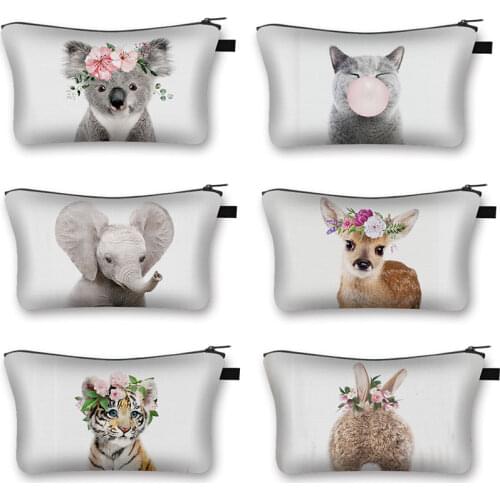 Koala/Elephant/Elk Cosmetic Bag Fashion Shopping Hand Purse 3D Printing Dog Travel Leisure Girl Cosmetic Case