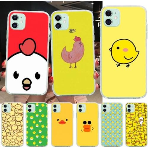 CUTEWANAN Cute Yellow Chickens Duck Phone Case for iPhone 11 pro XS MAX 8 7 6 6S Plus X 5S SE 2020 XR cover