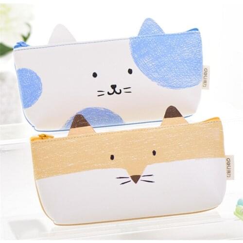 Cartoon pencil bag Korea pencil ruler storage bag simple design two-color matching student stationery
