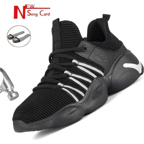 2020 new Mens Outdoor Breathable Mesh Steel Toe Anti Smashing Safety Shoes Mens Light Puncture Proof Comfortable Work Shoes