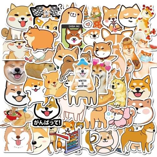 50PCS Lovely Japanese Shiba Inu Dog Animal Stickers for Kids DIY Stationery Scrapbook Laptop Guitar Suitcase Cute Puppy Sticker