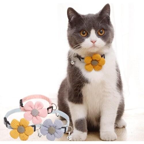 New Cute Bell Collar For Cats And Dogs Suitable For Small Pets 3D Sunflower Decoration Pet Supplies