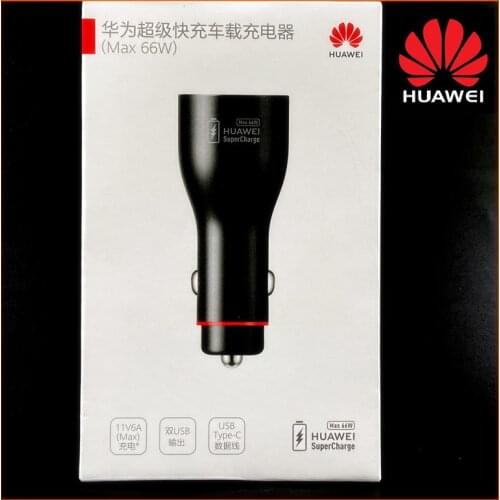 Original 66W Huawei SuperCharge Car Charger Quick Charger 10V4A 10V2.25A 9V2A QC 4.0 Compatible 6A Type C Cable For Mate 40 pro