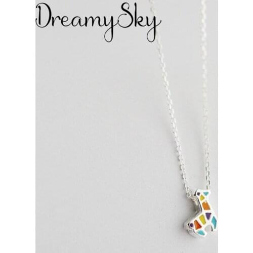 DreamySky Boho Silver Color Colorful Deer Long Chain Necklaces For Women Pure Silver Choker Necklace Christmas Jewelry
