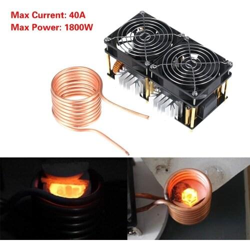 1800W 40A 12V-48V ZVS Induction Heating Board Module DIY Flyback Driver Heater Good Heat Dissipation with Coil Accessories