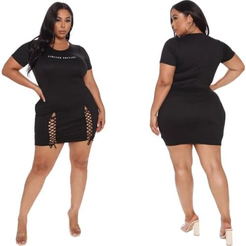 Plus SizeWomen XL-5XL Black Sexy High Strech Bodycon V Neck Bandage Mini Dresses Vestido De Mujer Wholesale Dropshpping