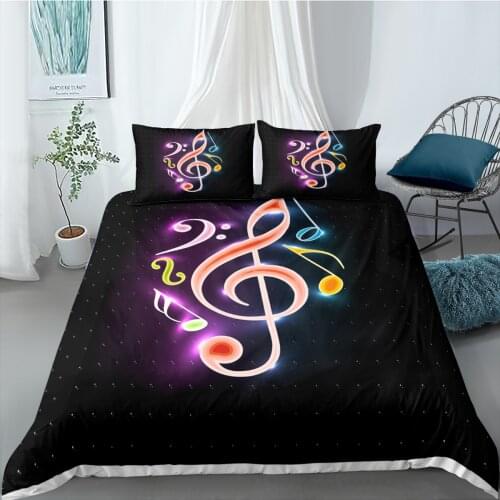 3D Musical Note Printing Bed Linens Queen King Twin Bedding Sets Colorful Music Symbols Duvet Cover Home Textile Bedding Cover