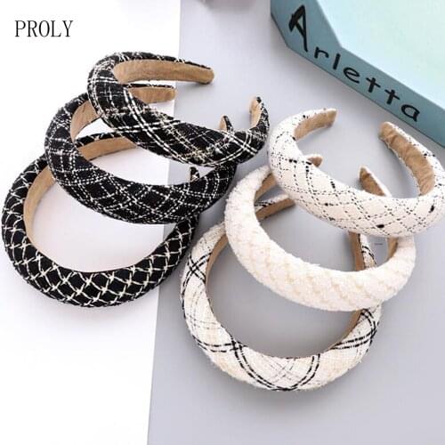 PROLY New Fashion Women Headband Houndstooth Plaid Hairband Casual Classic Turban Spring Headwear Hair Accessories
