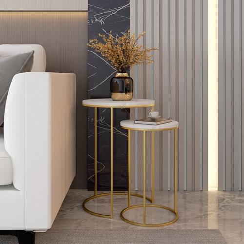 Marble top sofa side table corner table end table round small coffee table golden black legs frame optional 2 sets combination