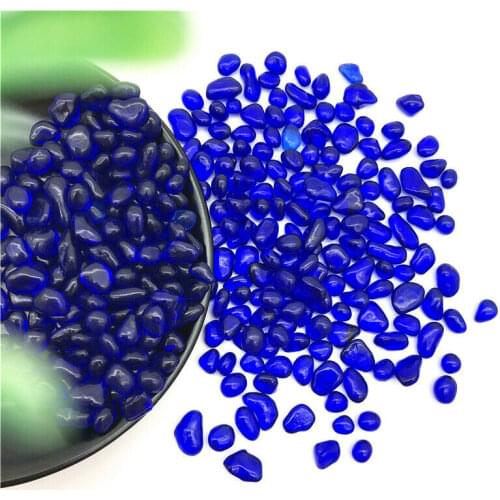 Drop shipping 50g 7-10mm Cobalt Blue Gravel Coloured Glaze Crystal Buddha Aquarium Stone Decor Stones and crystals