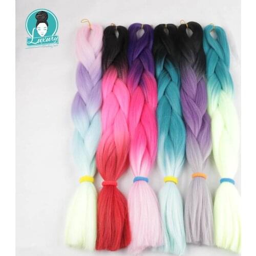 Luxury For Braing Ombre Jumbo Braids 5pcs/lot 24inch Purple Green Blue Synthetic Bulk Hair Pieces 100colors Mixed Ok