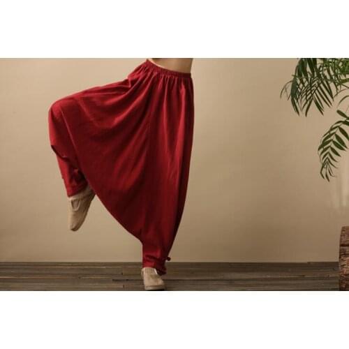 Harem Pants Fluid Big Crotch Pants Indian Nepal Baggy Pants Color Black Red New Men Linen Pants Bloomers Male Casual Travel