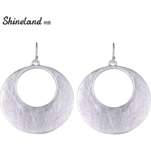 Shineland 2021 Brincos New Unique Design bijoux trendy Hollow Circle Tactile American Brand Fashion Drop Earrings For women