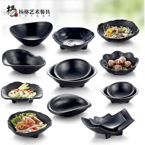 SIA-HUAT Creative Black Imitation Porcelana Bone Plate Unbreakable Personality Sushi Fruit Dessert Plate Restaurant Kitchen Dish