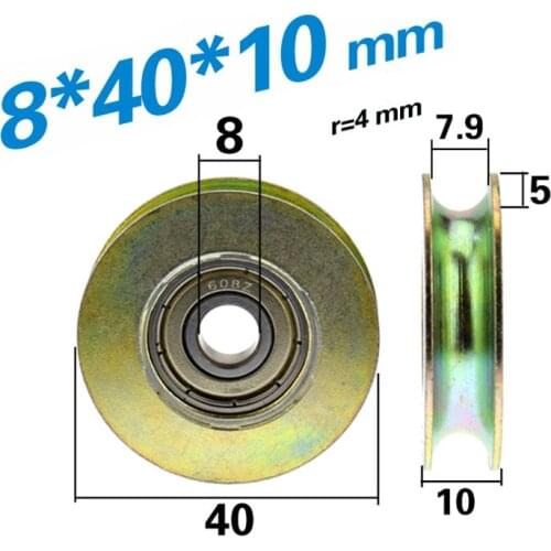 [U0840-10NJ]10PCS u groove 608zz chrome steel flute type groove steel sliding door window guide wire track bearing 0840UU