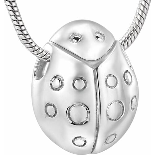 Coccinella Septempunctata Cremation Urn Necklace Ladybird Stainless Steel Ashes Urn Jewelry Ladybug Funeral Keepsake Pendant